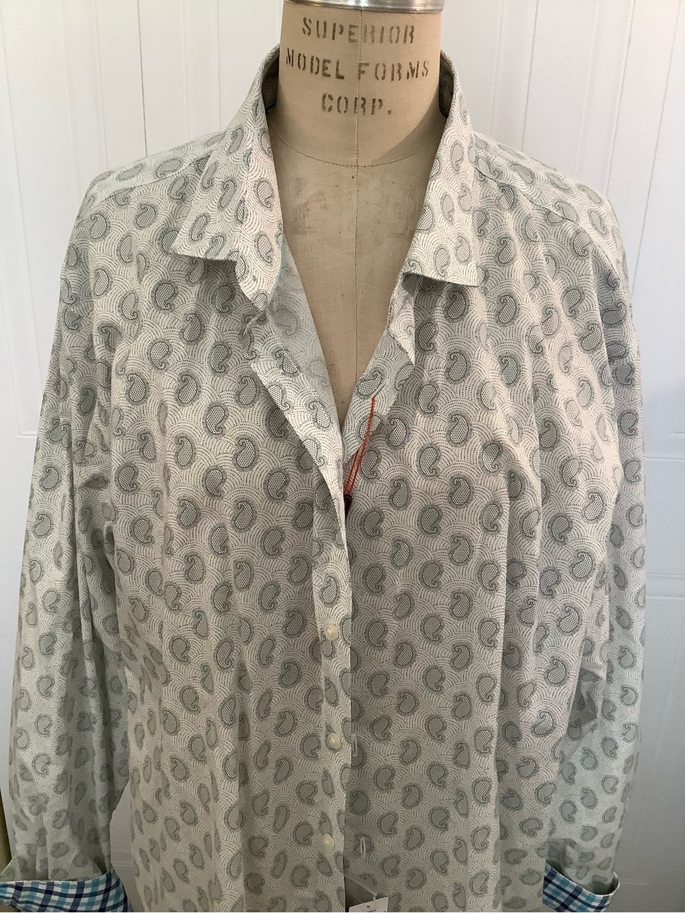 Egara Gray Paisley Long-Sleeve Button-Down Shirt 3XL